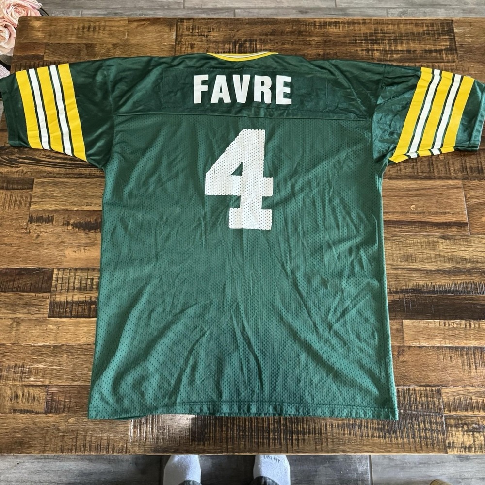 Green Bay Packers Brett Favre‎ Vintage 90s Champion Jersey Size 48 Made In USA - Picture 3 of 9